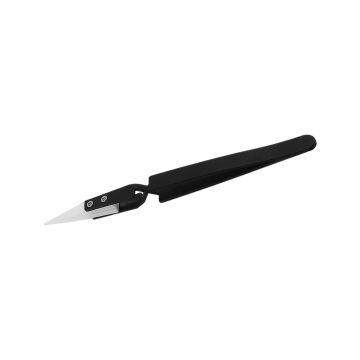 Schwarze Gebogene Schmuck Pinzette mit Keramikspitze - Aces Supply