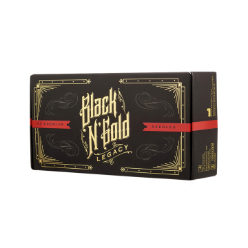 Box mit 50 Black AND Gold Legacy Premium Tattoonadeln - Straight Round Liner