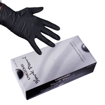 Box mit 100 Unigloves Black Pearl Nitril handschuhen