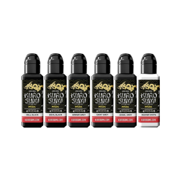 Kuro Sumi Imperial Tattoo Ink - Greywash Shading Set 6 x 44 ml Kuro Sumi Imperial Tattoo Ink - Greywash Shading Set 6 x 44 ml