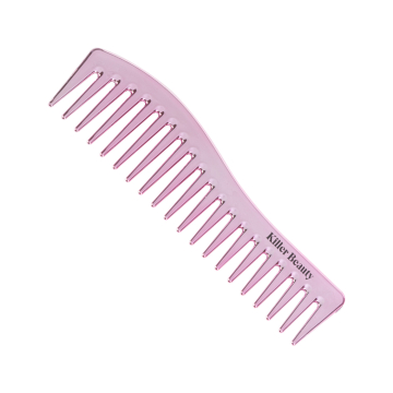 Killer Beauty large pink metallic comb with wide teeth on white background