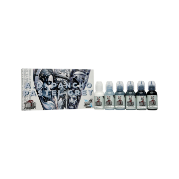 World Famous Limitless Tattoo Ink - A.D. Pancho Pastel Grey Set v2 - 6x 30 ml