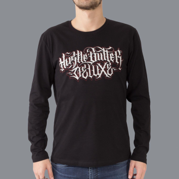 Luxury Hustle Wear Langarm-Shirt in Schwarz. „Hustle Butter Deluxe" - Design von El Whyner