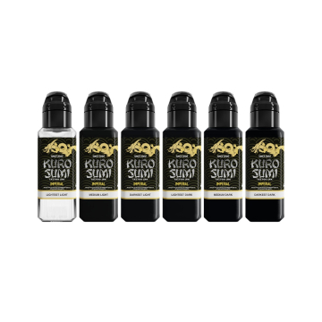 Kuro Sumi Imperial Tattoo Ink - Marta Make Fine Art Black and Grey Set 6 x 44 ml Kuro Sumi Imperial Tattoo Ink - Marta Make Fine Art Black and Grey Set 6 x 44 ml