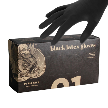 Box mit 100 Piranha Black Latex handschuhen