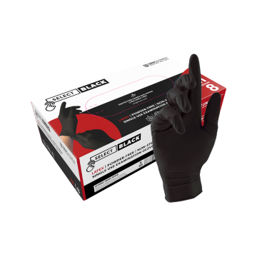Box mit 100 Unigloves Select Black Latex handschuhen