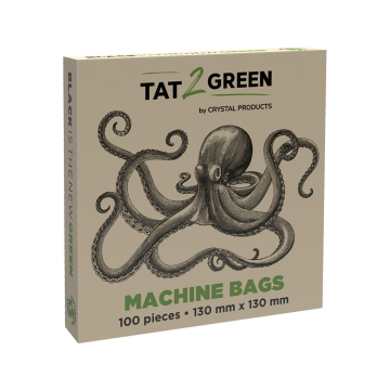 Box mit 100 Tat2Green - Schwarze Maschinenbeutel - 130mm x 130mm