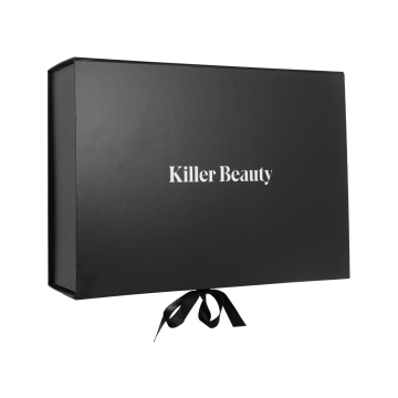 Killer Beauty Schwarze Geschenkbox - Flachverpackung mit schwarzem Band