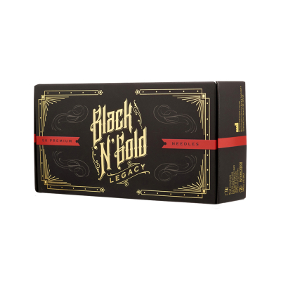 Box mit 50 Black AND Gold Legacy Premium Tattoonadeln - Round Shader