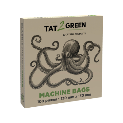 Box mit 100 Tat2Green - Schwarze Maschinenbeutel - 130mm x 130mm