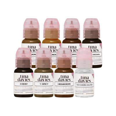 Perma Blend - Tina Davies' I Love Ink Eyebrow Collection - Komplettes Set mit 8 Flaschen (15 ml)