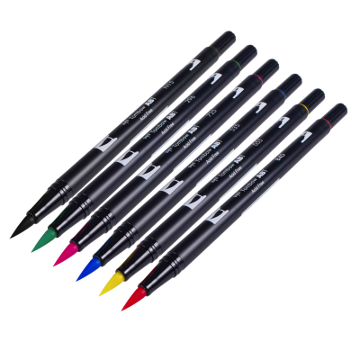 Eine 6er Packung Tombow Dual Brush Stifte - Basisfarben