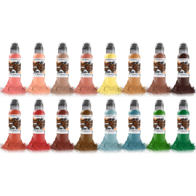 Komplettset von 16 World Famous Ink Oleg Shepelenko Colour Realism Tattoofarben je 30ml (1oz)