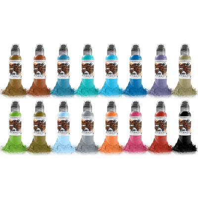 Komplettset von 16 World Famous Ink Tattoofarben #2 je 30ml (1oz)