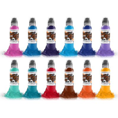 Komplettset #2 von 12 World Famous Ink Primary Colour Tattoofarben je 30ml (1oz)